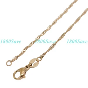 BUY 1 GET 1 FREE 18K Rose Gold Filled Thin Wave Chain Necklace 16"/18"/20/22/24" - Picture 1 of 3