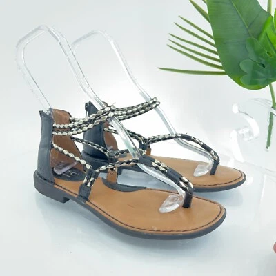 Born Women's Sandal Size 7 Strappy Gladiator Black Silver Braided Straps Vegan - Image 1 of 4