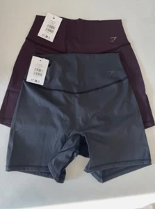 Lot of 2 Gymshark Women's Elevate Cycling Shorts Size Large Black/Plum - Picture 1 of 2