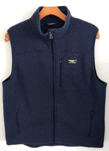 LL Bean Slightly Fitted Vest Knitted Size Large Navy Blue Outdoor Heavy Quality - Picture 1 of 7