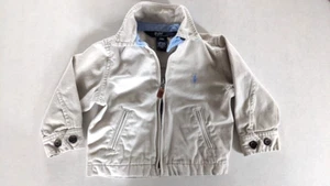RALPH LAUREN 18M Khaki and Blue Jacket Front Zipper Embroidered Logo - Picture 1 of 6