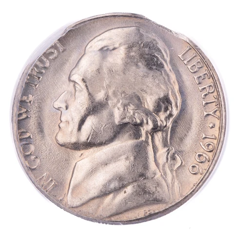 ERROR 1966 Jefferson Nickel ANACS MS64 DBl Curved Clip Certified 5c Cover