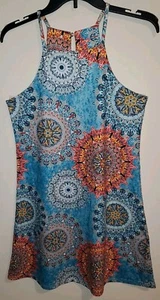 Shein Spaghetti Strap Multi Color With Design Hippie Tank Dress Size Small  - Picture 1 of 16