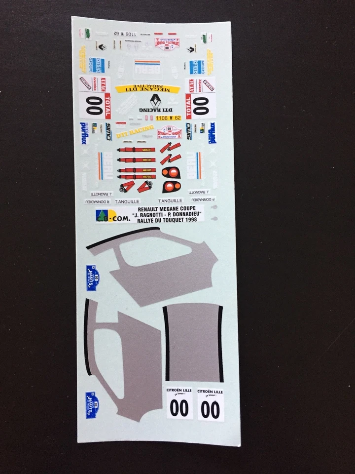 DECALS 1/43 RENAULT MEGANE RAGNOTTI RALLYE LE TOUQUET 1998 RALLY - Photo 1/1
