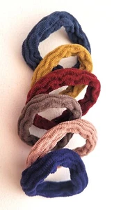 NEU 6er Pack Herbstfarben Struktur Bommeln Haargummi Mode 5cm Durchmesser Gummibänder - Bild 1 von 1