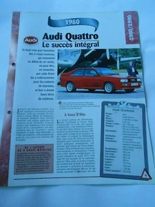 Audi Quattro 1980 Fiche Technique Auto - Imagen 1 de 1