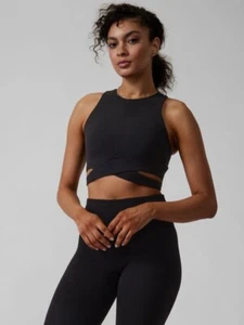 Athleta LIMITED Conscious Cut Out Black Crop YOGA Bra D-DD NWT Size Small RT$69 - Picture 1 of 10