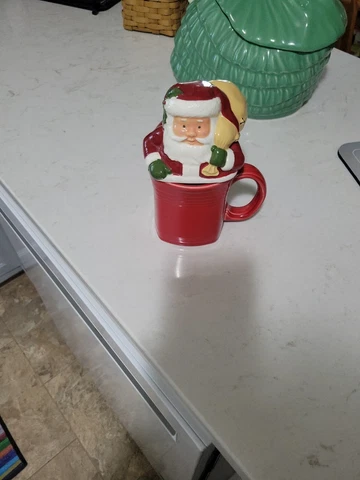 Longaberger Santa Topper On Fiestaware Mug Cover