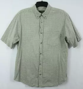 Woolrich 100% Cotton Gingham Button Down Shirt Men's Large Green Short Sleeve - Picture 1 of 6