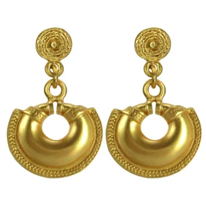 Pendientes colgantes de anillo nariz pequeño de quimbaya precolombino CROSS THE PUDDLE 24k GP - Imagen 1 de 4