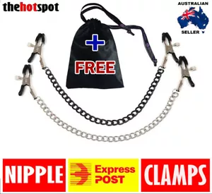 Nipple Chain Adjustable Clamps BDSM Jewelry Sex Toy Bondage Breasts Clit - Picture 1 of 9