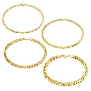 10k Yellow Gold 1.5mm-6mm Franco Box Bracelet Chain Men Women 7" 7.5" 8" 8.5" 9" - Picture 1 of 82