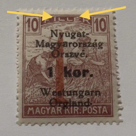 ERROR 1921 WESTERN HUNGARY MINT MNH OVERPRINT STAMP MI#64 EXTRA INK ON TOP Cover