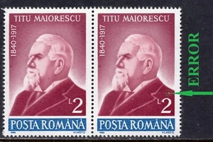 075 - ROMANIA 1990 - Titu Maiorescu - Writer - ERROR - Point - MNH - Picture 1 of 2