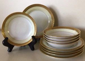 HAVILAND~Chevalier Gold~Five Antique Berry Bowls & Under Plates~ Limoges, France - Bild 1 von 10