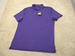 Neu mit Etikett G/FORE perforiertes gestreiftes Tech Jersey Golf Polo-Shirt Herren X Large lila - Bild 1 von 13