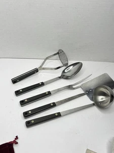 Vtg Ekco Flint Vanadium Stainless Masher Fork Soup Spatula Serving Set of 5 USA - Picture 1 of 7