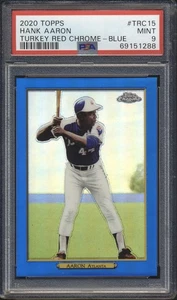 2020 Topps Turkey Red Chrome Baseball BLUE #/50 Hank Aaron PSA 9 BRAVES MINT HOF - Picture 1 of 2