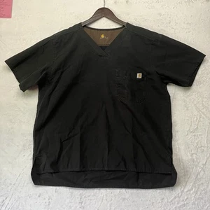 Carhartt Scrub Top Uomo Tg L Nero Logo Manica Corta C15108 Rip Stop Scollo V - Foto 1 di 11