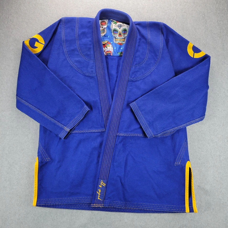 BJJ Gi A3 Azul Brasileño Jiu Jitsu Kimono Uniforme Chaqueta Adulto A-3 Calaveras Foto 1 de 4