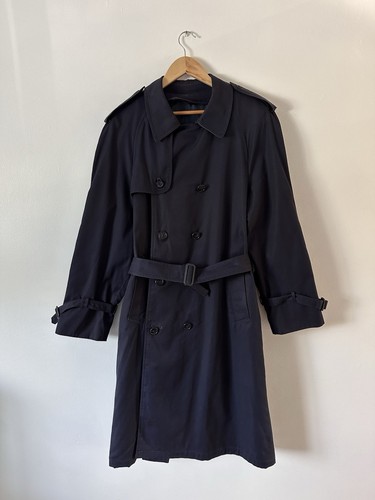 Burberry Trench Cappotto Uomo Vintage Kensington Nova Check 44 Lungo Con Cintura Navy