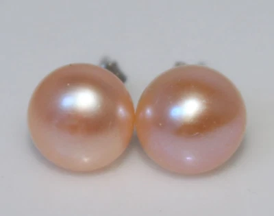 AAA 12-13mm south sea pink pearl earring 14k  - Image 1 of 2