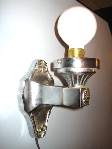 Novelty Lamp & Shade Co. Nickel Plated Outdoor Porch Sconce Art Deco 1924? Cover