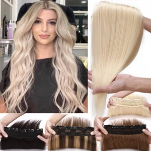 THICK Clip In 100% REMY Human Hair Extensions One Piece 3/4 Full Head Straight - Picture 1 of 30