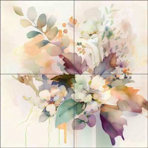 Mural de cerámica arte de azulejos florales salpicadero hoja McLean flor OB-MCL107 - Imagen 1 de 7