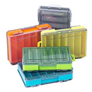 Portable Double Sided 14 Compartment Fishing Lure Bait Tackle Storage Box Large - Picture 1 of 8