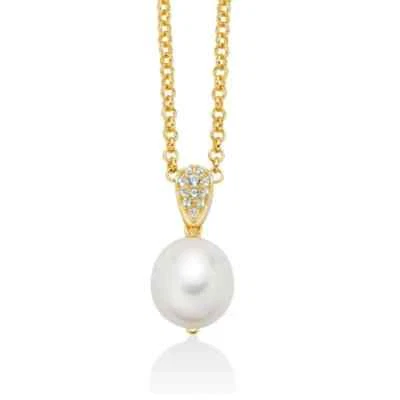Collana Miluna Donna Argento 925 Placcatura Oro Perla Bianca Topazi _PCL6537G - Immagine 1 di 2