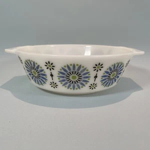 Vintage Rare Pyrex JAJ Blue Iris Medallion Pattern Casserole Dish No Lid - Picture 1 of 13