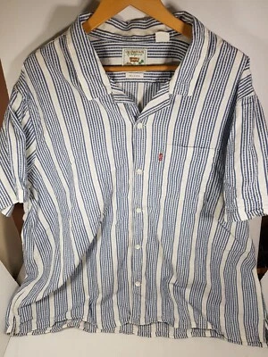 Levi's Sunset Camp 2XL Shirt Blue stripes Relaxed fit 72625 Cotton - Image 1 of 4
