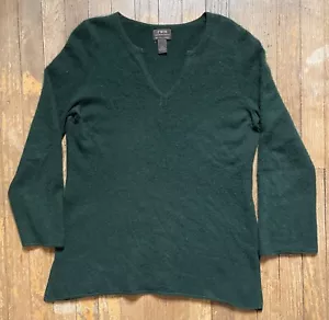 Fenn Wright Manson 100% 2 Ply Cashmere Green V-Neck Tunic Sweater Top Size Large - Picture 1 of 3