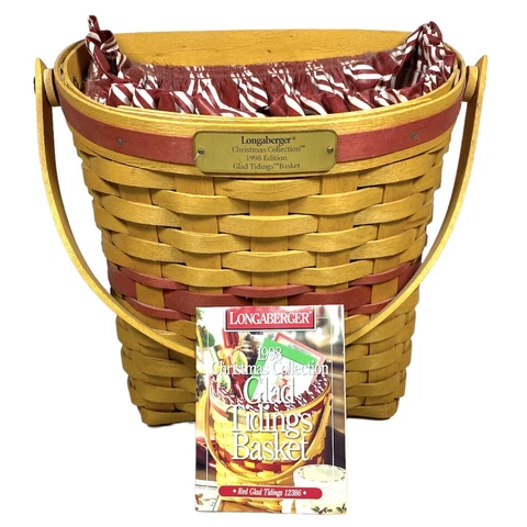 Vintage Longaberger Hanging Red Glad Tidings Basket 1998 Christmas Collection Cover