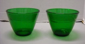 Vintage Forest Green Glass Bowls Condiments Dips Candy Nut Dish Set of 2 - Picture 1 of 10