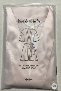 Miss to Mrs Kimono Style Short Bridal Robe Silky Smooth Satin Blush Pink S/M NWT - Picture 1 of 3