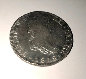 Spanish Colonial 8 Reales Ferdin Ferdinand VII 1818 Mexico JJ - amazing shape - Picture 1 of 14
