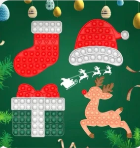 Menge 4 Weihnachten Fidget Push Pop/Antistress-Rentier, Geschenk, Mütze, Strumpf - Bild 1 von 5