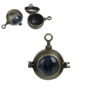 Bronze Locket Pendant Antiqued Bronze Porthole Pendant Harmony Ball Locket - Picture 1 of 1