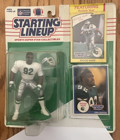Starting Lineup Football 1990 HTF White Jersey Philly Eagles Reggie White RARE Cover