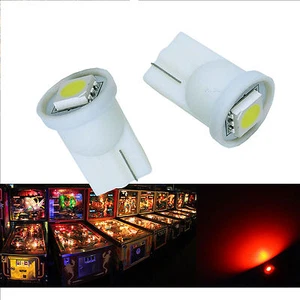 PA 10x #555 T10 1 SMD 5050 LED Arcade Pinball Machine Light Bulb Red 6.3V USA - Picture 1 of 4