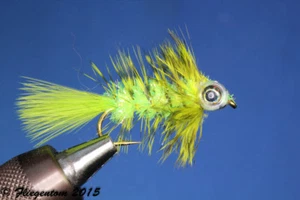 Fliegentom Streamer 3 piéces Fishmask Wooley Bugger Krystal chartreuse grizzly - Photo 1/3