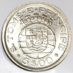 1951 NGC MS64 St Thomas Prince Island 5 Escudos Silver 72k Coin (25042701C) - Picture 1 of 6