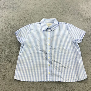 The Shirt by Rochelle Behrens Top Womens Medium Button Up Gingham Check Blue - Picture 1 of 13