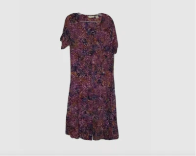 Vestido Orvis Púrpura Rayón Midi Botón Delantero M Foto 1 de 4