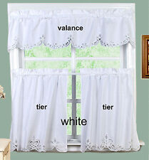 White Battenburg Lace Kitchen Curtain Valance or Tiers Creative Linens