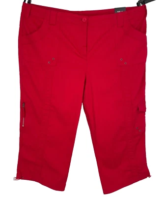 NEW Style & Co Womens size 20W Plus Bungee-Hem Capri Pant red amore cargo cotton - Image 1 of 4