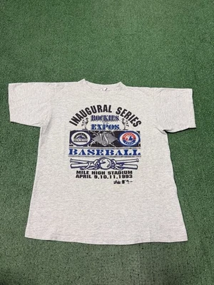 Camisa De Colección Temporada Inaugural Colorado Rockies Para Hombre Talla Mediana Gris MARCADA MLB Foto 1 de 4