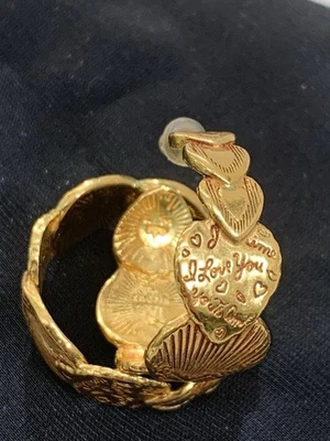 Gas Bijoux Cuore Любовные Серьги Сердца Подписанные Обручи Позолоченные Пронзенные - Изображение 1 из 4